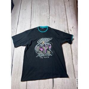 Fruit of the Loom Graphic T-Shirt Mens XL Black Cody Wyoming Wolf Single Stitch